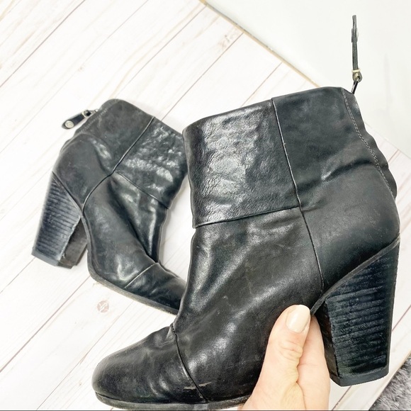 Rag & Bone Women's Black Newbury Leather Block Heel Ankle Bootie - Picture 4 of 16
